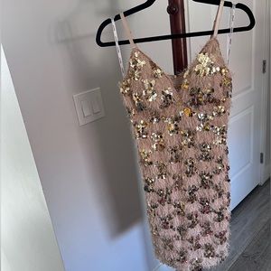 Blush pink/rosé dress with gold sequins
